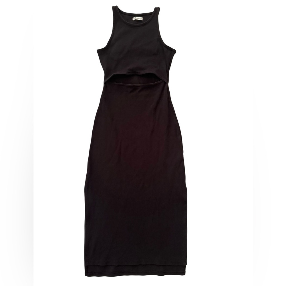 Hollister Black High Neck Bodycon Cut Out Cotton Blend Maxi Dress XS Short